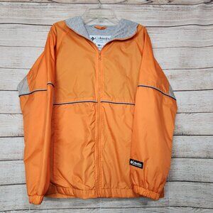 Columbia Windbreaker Men's 14/16 Orange Full Zip Nylon Lined Outdoor Hooded